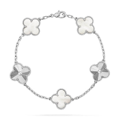 [Dawnora Jewelry]CLOVER WHITE PEARL MOP 5 MOTIF BRACELET COLLECTION