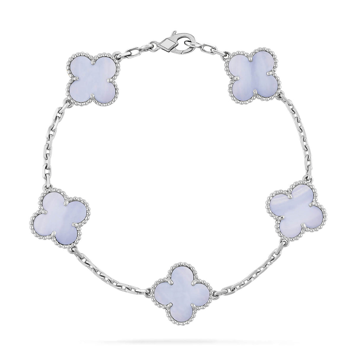[Dawnora Jewelry] CLOVER 5 MOTIF PURPLE CHALCEDONY BRACELET COLLECTION