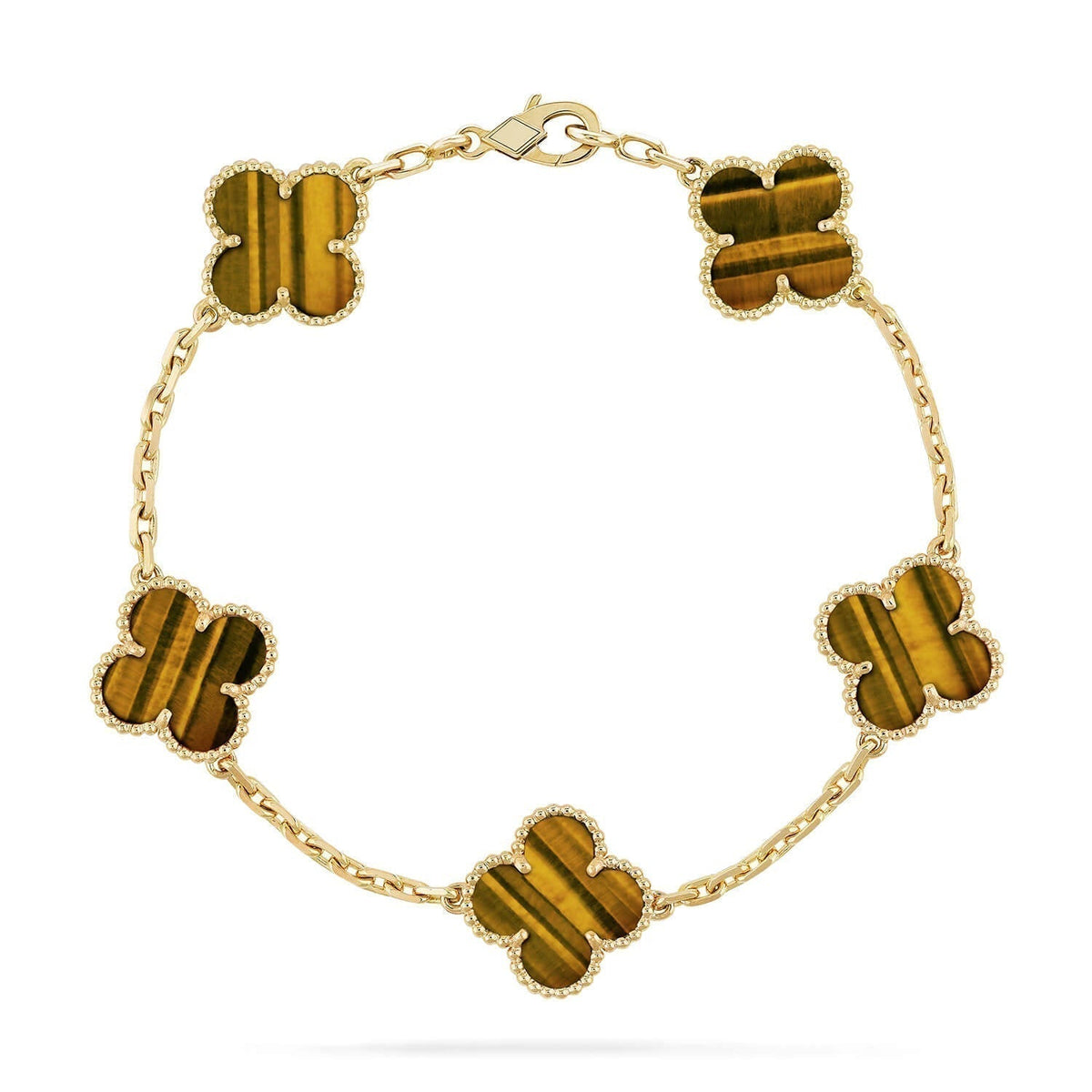[Dawnora Jewelry] CLOVER 5 MOTIFS TIGER EYE BRACELET COLLECTION