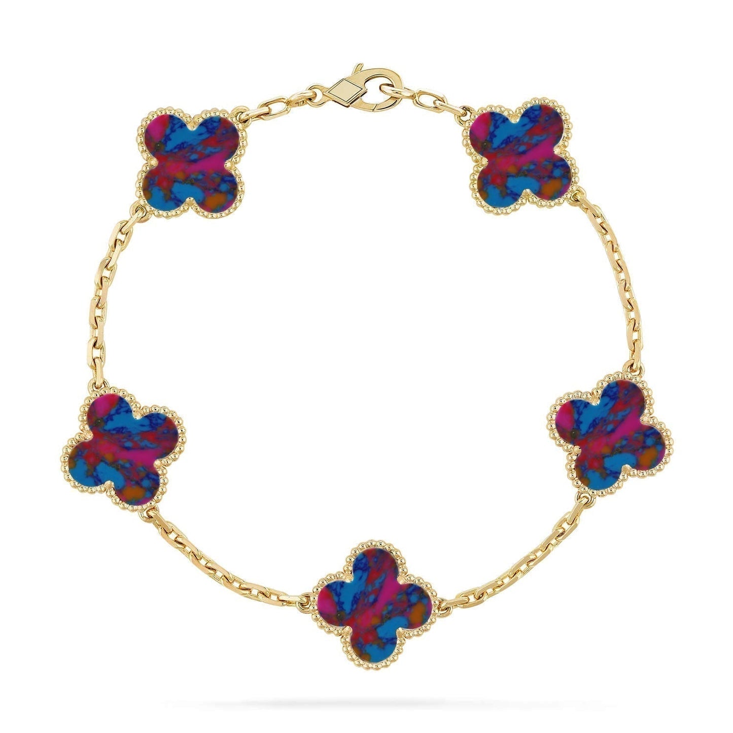 [Dawnora Jewelry]CLOVER 5 MOTIF COLOR GEMSTONES BRACELET COLLECTION