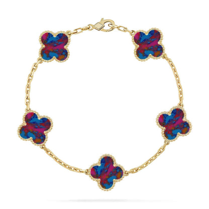 [Dawnora Jewelry]CLOVER 5 MOTIF COLOR GEMSTONES BRACELET COLLECTION