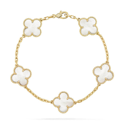 [Dawnora Jewelry]CLOVER WHITE PEARL MOP 5 MOTIF BRACELET COLLECTION
