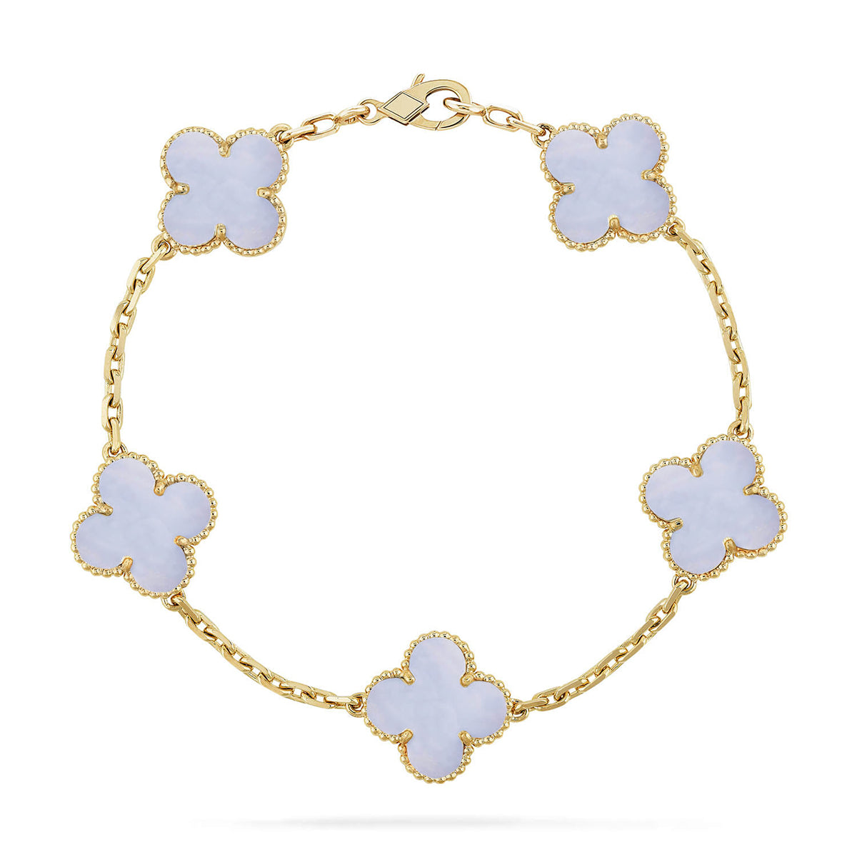 [Dawnora Jewelry] CLOVER 5 MOTIF PURPLE CHALCEDONY BRACELET COLLECTION