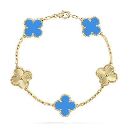 [Dawnora Jewelry] CLOVER 5 MOTIF BLUE AGATE BRACELET COLLECTION