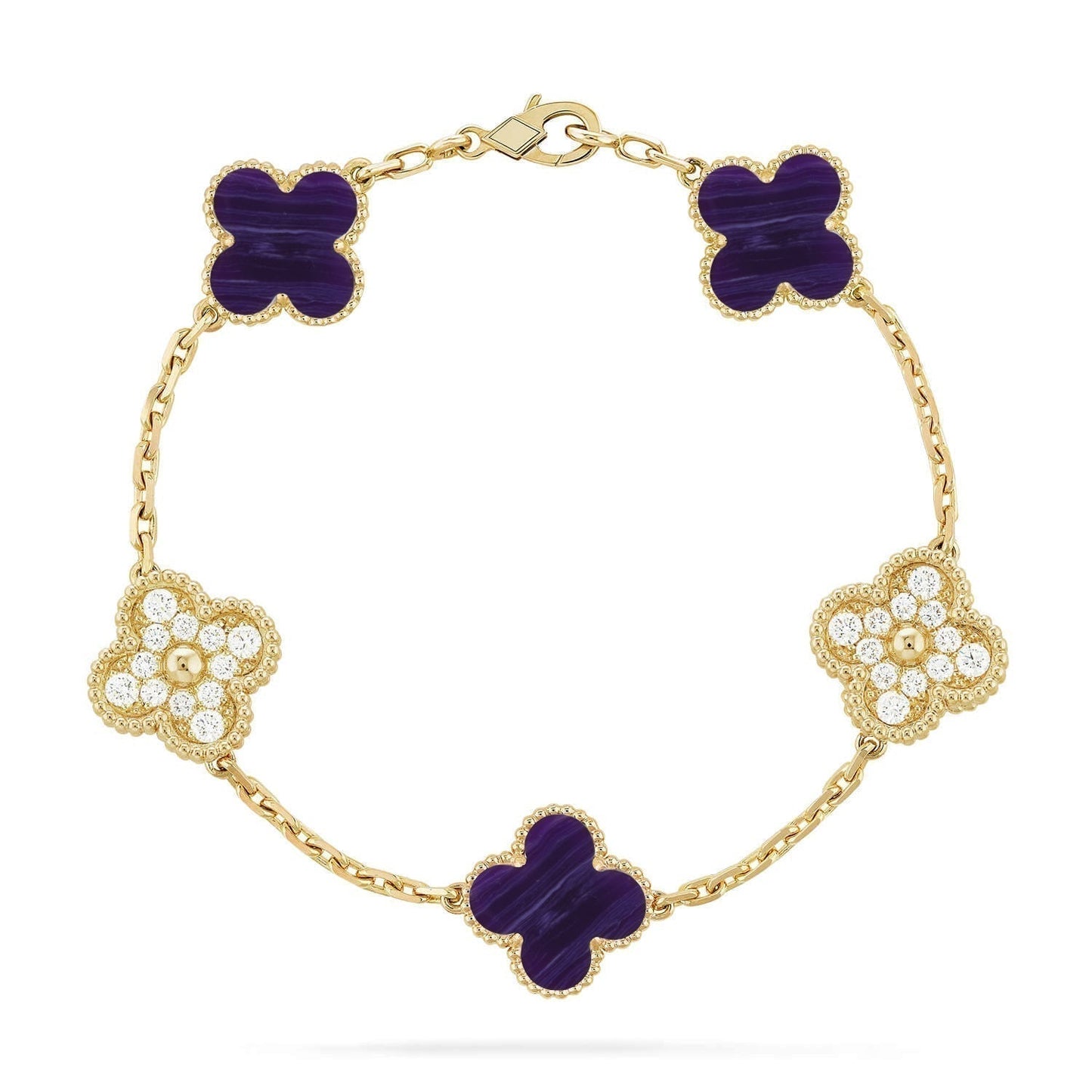 [Dawnora Jewelry]CLOVER 5 MOTIF PURPLE STRIPES BRACELET COLLECTION