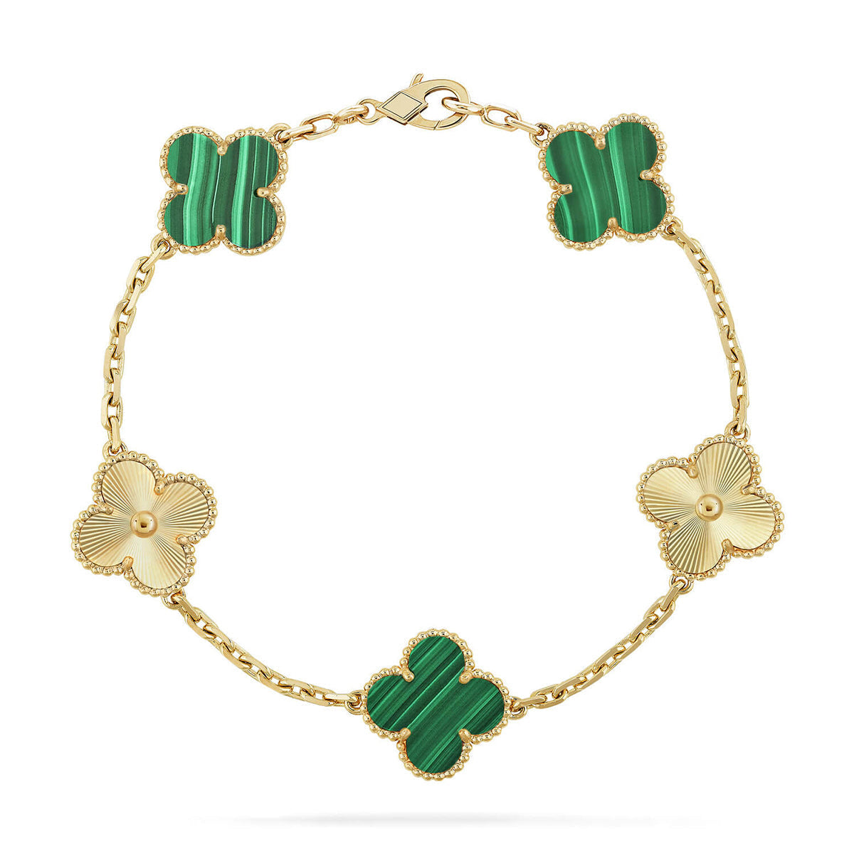 [Dawnora Jewelry] CLOVER 5 MOTIF MALACHITE BRACELET COLLECTION