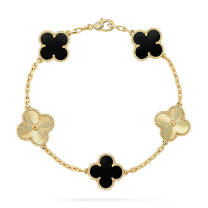 [Dawnora Jewelry] CLOVER 5 MOTIF ONYXS BRACELET COLLECTION