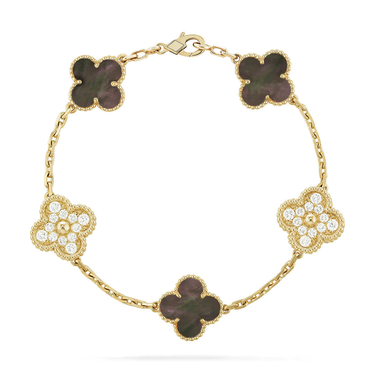 [Dawnora Jewelry] CLOVER 5 MOTIF GRAY MOP BRACELET COLLECTION