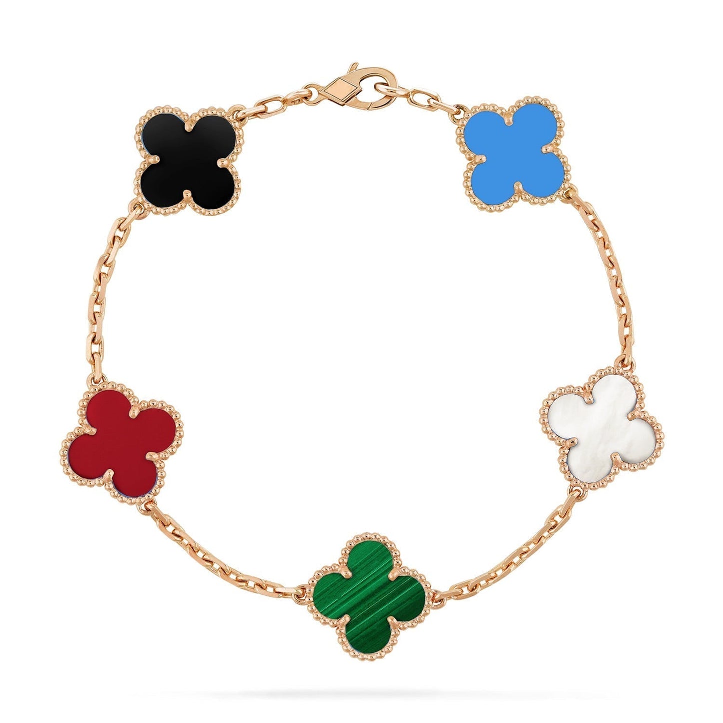 [Dawnora Jewelry]CLOVER 5 MOTIFS MULTICOLOR BRACELET