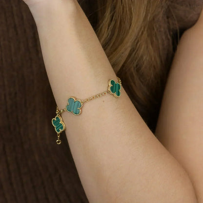 [Dawnora Jewelry] CLOVER 5 MOTIF MALACHITE BRACELET COLLECTION