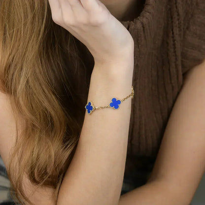 [Dawnora Jewelry] CLOVER 5 MOTIF BLUE AGATE BRACELET COLLECTION