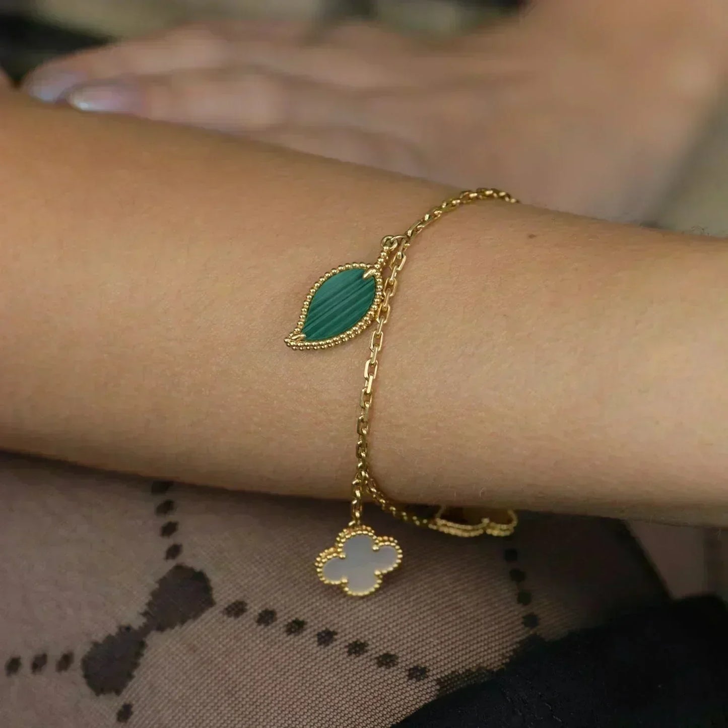 [Dawnora Jewelry]LUCKY SPRING 5 MOTIF GOLD BRACELET