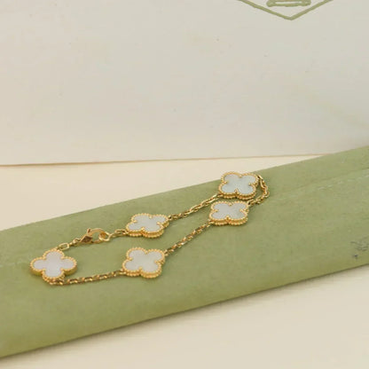 [Dawnora Jewelry]CLOVER WHITE PEARL MOP 5 MOTIF BRACELET COLLECTION