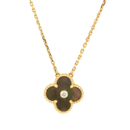 [Dawnora Jewelry]CLOVER 15MM DIAMOND AND MOTHER-OF-GREY NECKLACE