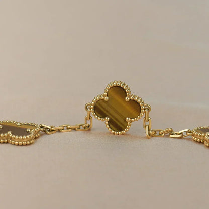 [Dawnora Jewelry] CLOVER 5 MOTIFS TIGER EYE BRACELET COLLECTION