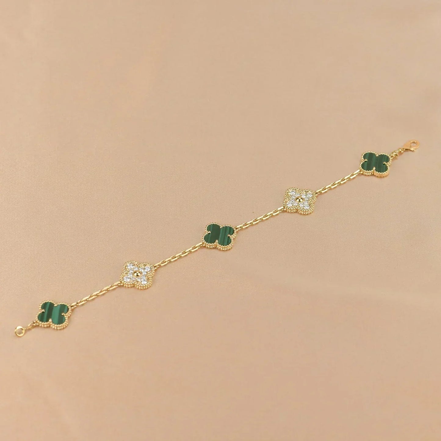 [Dawnora Jewelry] CLOVER 5 MOTIF MALACHITE BRACELET COLLECTION