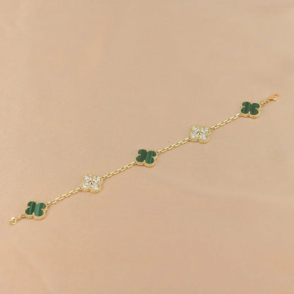 [Dawnora Jewelry] CLOVER 5 MOTIF MALACHITE BRACELET COLLECTION