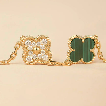 [Dawnora Jewelry] CLOVER 5 MOTIF MALACHITE BRACELET COLLECTION