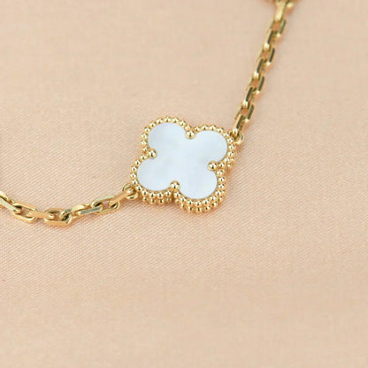 [Dawnora Jewelry]CLOVER WHITE PEARL MOP 5 MOTIF BRACELET COLLECTION