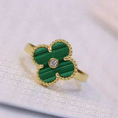 [Dawnora Jewelry]CLOVER MALACHITE RING GOLD DIAMOND