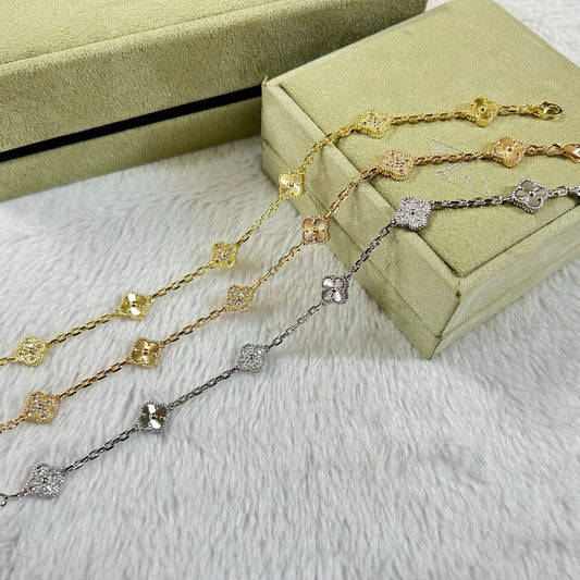 [Dawnora Jewelry]CLOVER 6 MOTIF DIAMOND LASER BRACELET