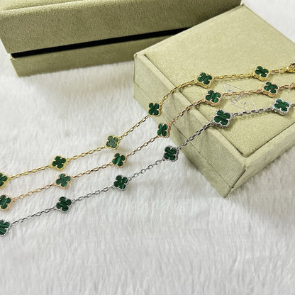 [Dawnora Jewelry]CLOVER 6 MOTIF MALACHITE BRACELET