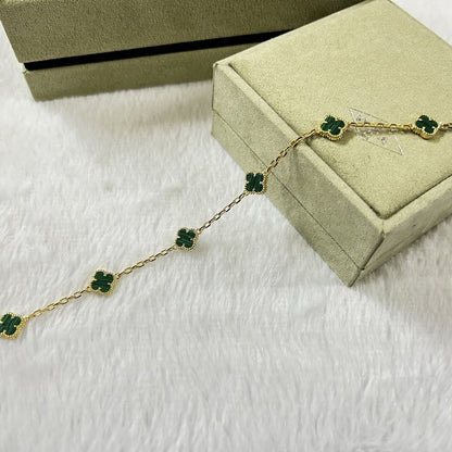 [Dawnora Jewelry]CLOVER 6 MOTIF MALACHITE BRACELET