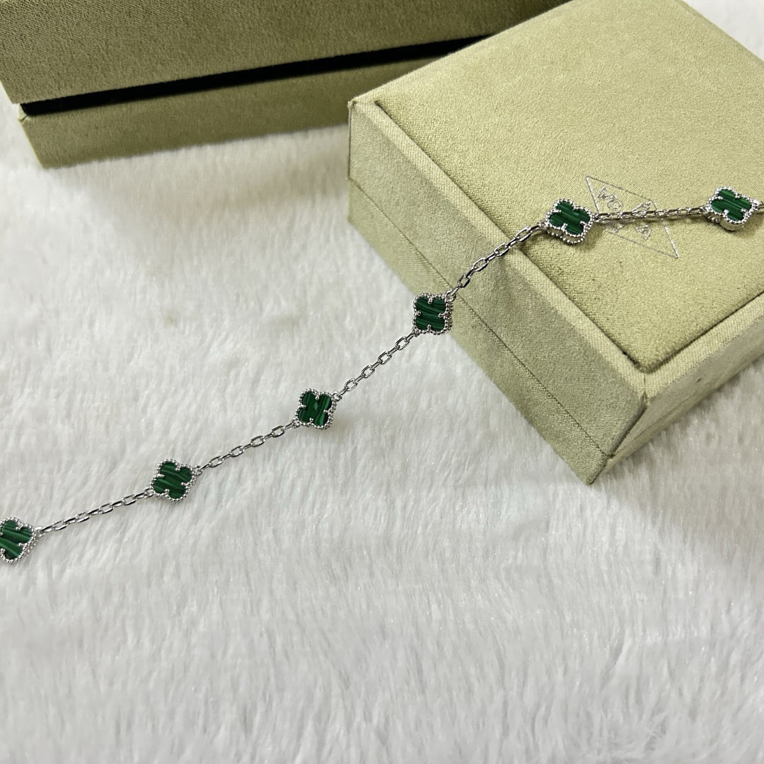[Dawnora Jewelry]CLOVER 6 MOTIF MALACHITE BRACELET