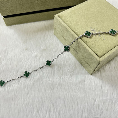 [Dawnora Jewelry]CLOVER 6 MOTIF MALACHITE BRACELET