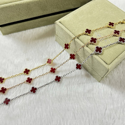 [Dawnora Jewelry]CLOVER 6 MOTIF RED AGATE BRACELET