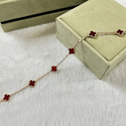 [Dawnora Jewelry]CLOVER 6 MOTIF RED AGATE BRACELET