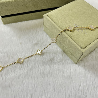 [Dawnora Jewelry]CLOVER 6 MOTIF WHITE MOP BRACELET