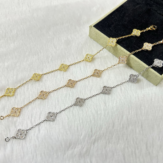 [Dawnora Jewelry]CLOVER 6 MOTIF DIAMOND BRACELET