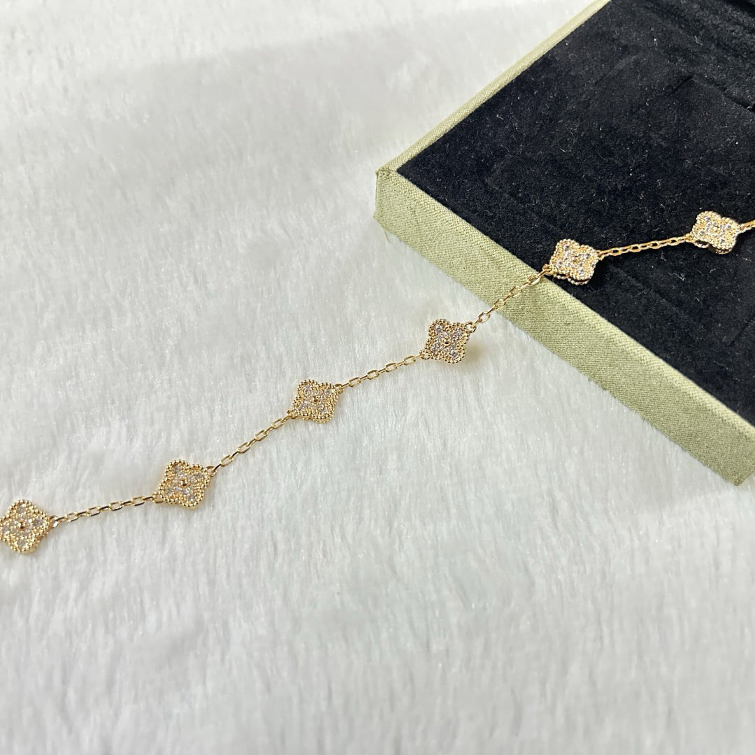 [Dawnora Jewelry]CLOVER 6 MOTIF DIAMOND BRACELET
