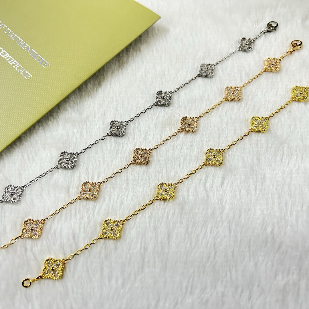 [Dawnora Jewelry]CLOVER 6 MOTIF DIAMOND BRACELET