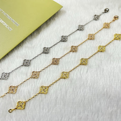 [Dawnora Jewelry]CLOVER 6 MOTIF DIAMOND BRACELET