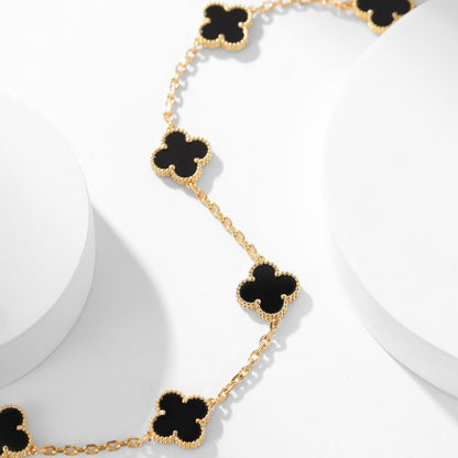[Dawnora Jewelry]CLOVER 10 MOTIFS ONYX NECKLACE
