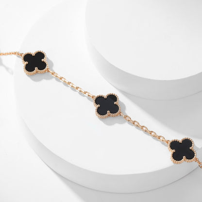 [Dawnora Jewelry]CLOVER 10 MOTIFS ONYX NECKLACE