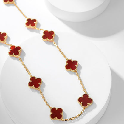 [Dawnora Jewelry]CLOVER 10 MOTIFS CARNELIAN NECKLACE