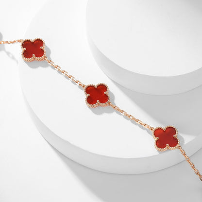 [Dawnora Jewelry]CLOVER 10 MOTIFS CARNELIAN NECKLACE
