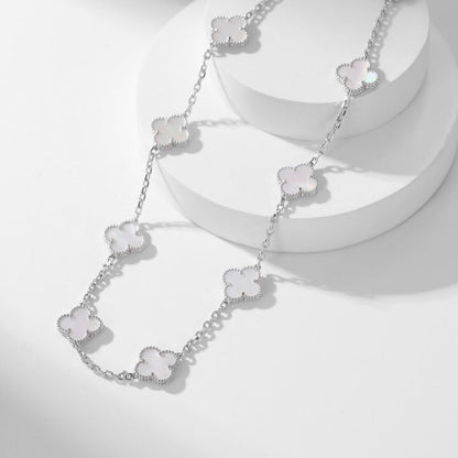 [Dawnora Jewelry]CLOVER 10 MOTIFS WHITE MOTHER OF PEARL NECKLACE