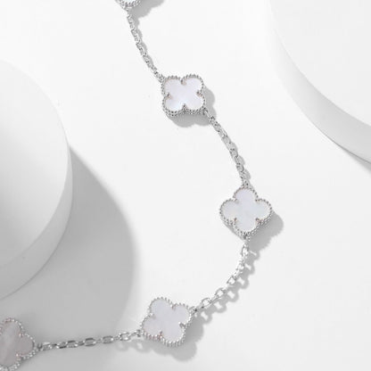 [Dawnora Jewelry]CLOVER 10 MOTIFS WHITE MOTHER OF PEARL NECKLACE