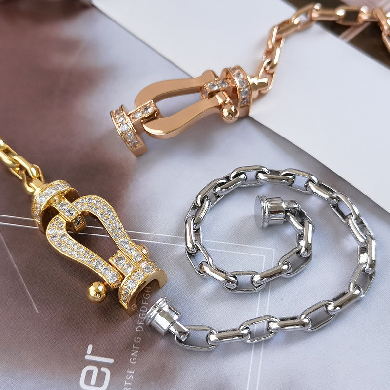 [Dawnora Jewelry]FORCE LARGE HORSESHOE CLASP  METAL BRACELET