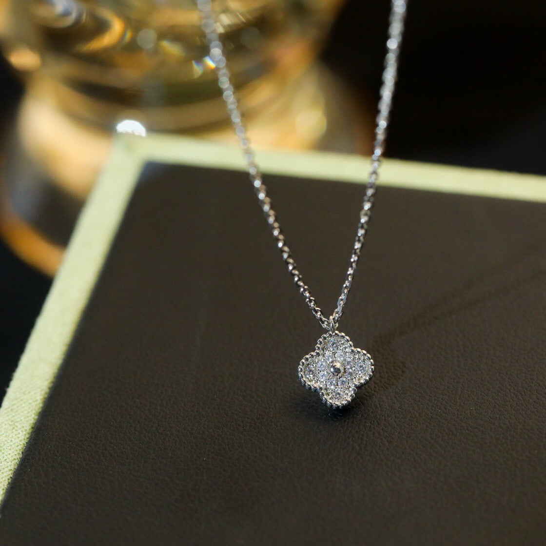 [Dawnora Jewelry]CLOVER MINI 9.5MM PENDANT DIAMOND NECKLACE