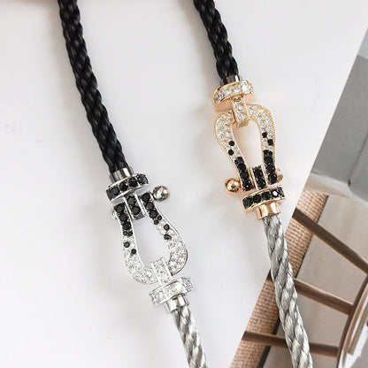 [Dawnora Jewelry]FORCE LARGE HORSESHOE BLACK WHITE DIAMOND BRACELET ROSE GOLD