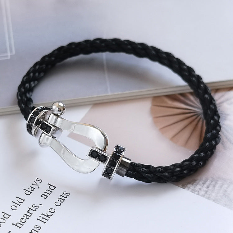 [Dawnora Jewelry]FORCE LARGE HORSESHOE BLACK DIAMOND BRACELET SILVER
