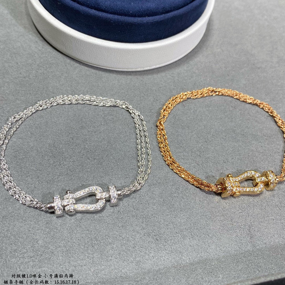 [Dawnora Jewelry]FORCE SMALL HORSESHOE  DIAMOND CHAIN ROPE BRACELET