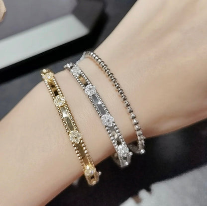 [Dawnora Jewelry]CLOVER BRACELET 4MM DIAMONDS