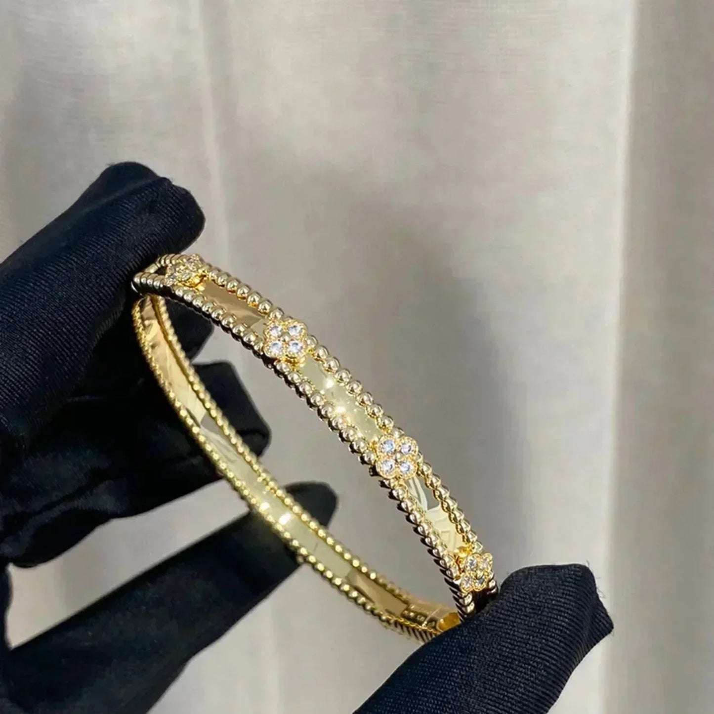 [Dawnora Jewelry]CLOVER BRACELET 4MM DIAMONDS