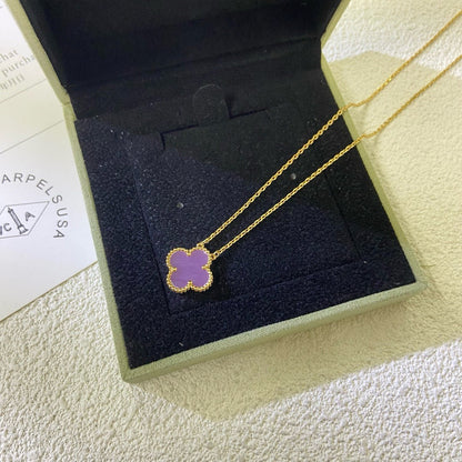[Dawnora Jewelry Jewelry]CLOVER 15MM  PURPLE VIOLET NECKLACE